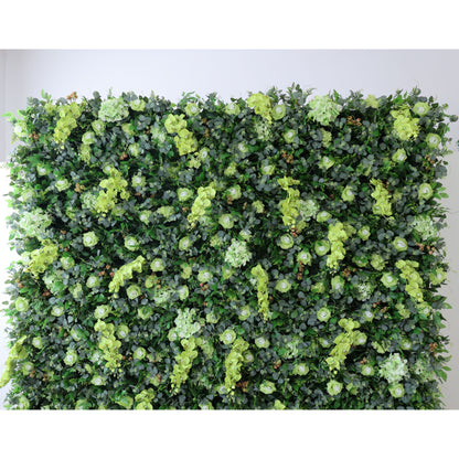 Roll Up Fabric Artificial Green Leaves Flower Wall Wedding Backdrop, Floral Party Decor, Event Photography-VF-368