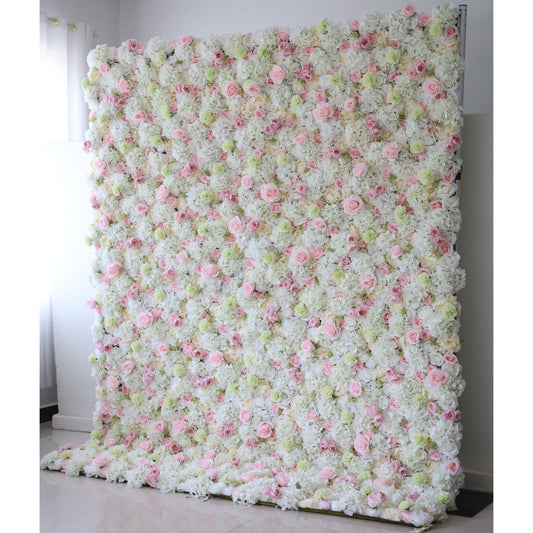 Roll Up Fabric Artificial Flower Wall Wedding Backdrop, Floral Party Decor, Event Photography-VF-032