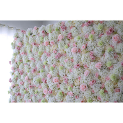 Roll Up Fabric Artificial Flower Wall Wedding Backdrop, Floral Party Decor, Event Photography-VF-032