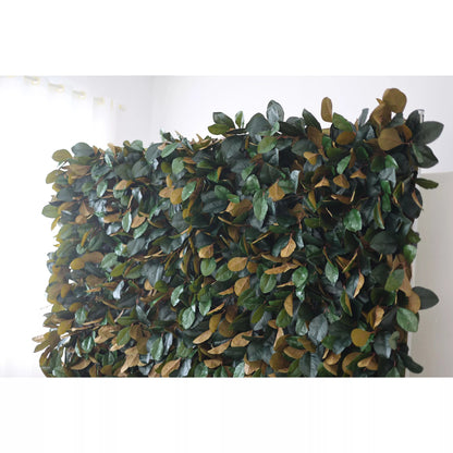 Flowers Artificial Floral Wall Backdrop: Lush Foliage - A Verdant Ensemble of Green and Gold Leaves-VF-276