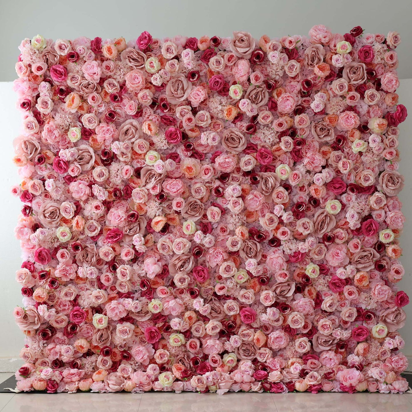 Roll Up Fabric Artificial Flower Wall Wedding Backdrop, Floral Party Decor, Event Photography-VF-296