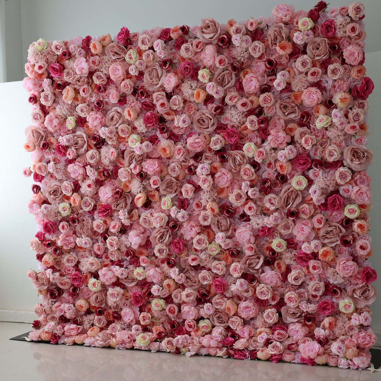 Roll Up Fabric Artificial Flower Wall Wedding Backdrop, Floral Party Decor, Event Photography-VF-296