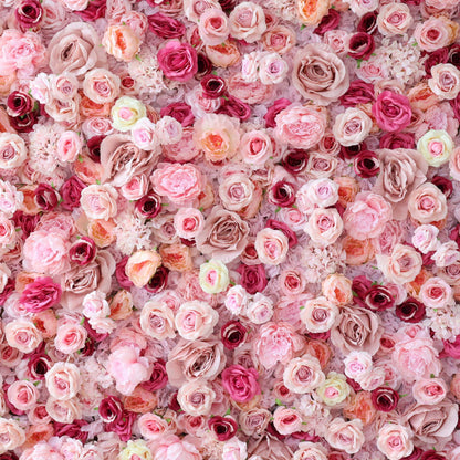 Roll Up Fabric Artificial Flower Wall Wedding Backdrop, Floral Party Decor, Event Photography-VF-296