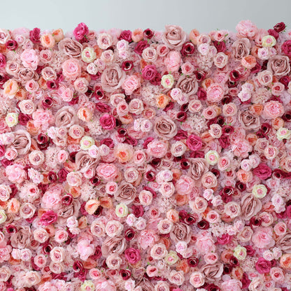 Roll Up Fabric Artificial Flower Wall Wedding Backdrop, Floral Party Decor, Event Photography-VF-296