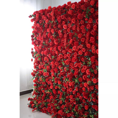 Flowers Artificial Floral Wall Backdrop: The Red Rose Rapture - Passion Personified-VF-279