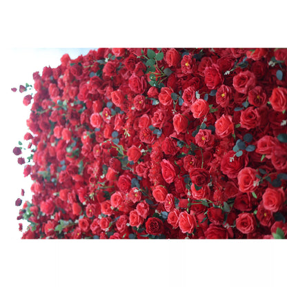 Flowers Artificial Floral Wall Backdrop: The Red Rose Rapture - Passion Personified-VF-279