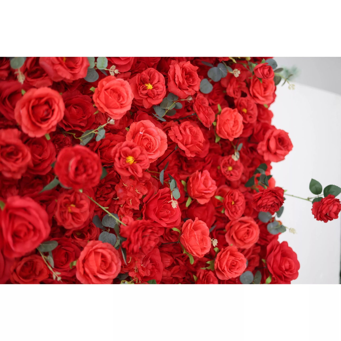 Flowers Artificial Floral Wall Backdrop: The Red Rose Rapture - Passion Personified-VF-279