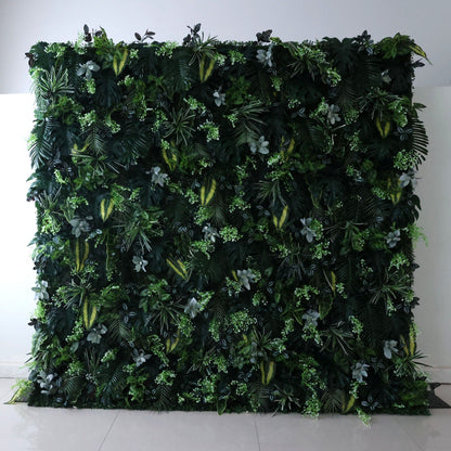 Roll Up Fabric Artificial Green Oasis 3D Flower Wall Wedding Backdrop, Floral Party Decor, Event Photography-VF-366