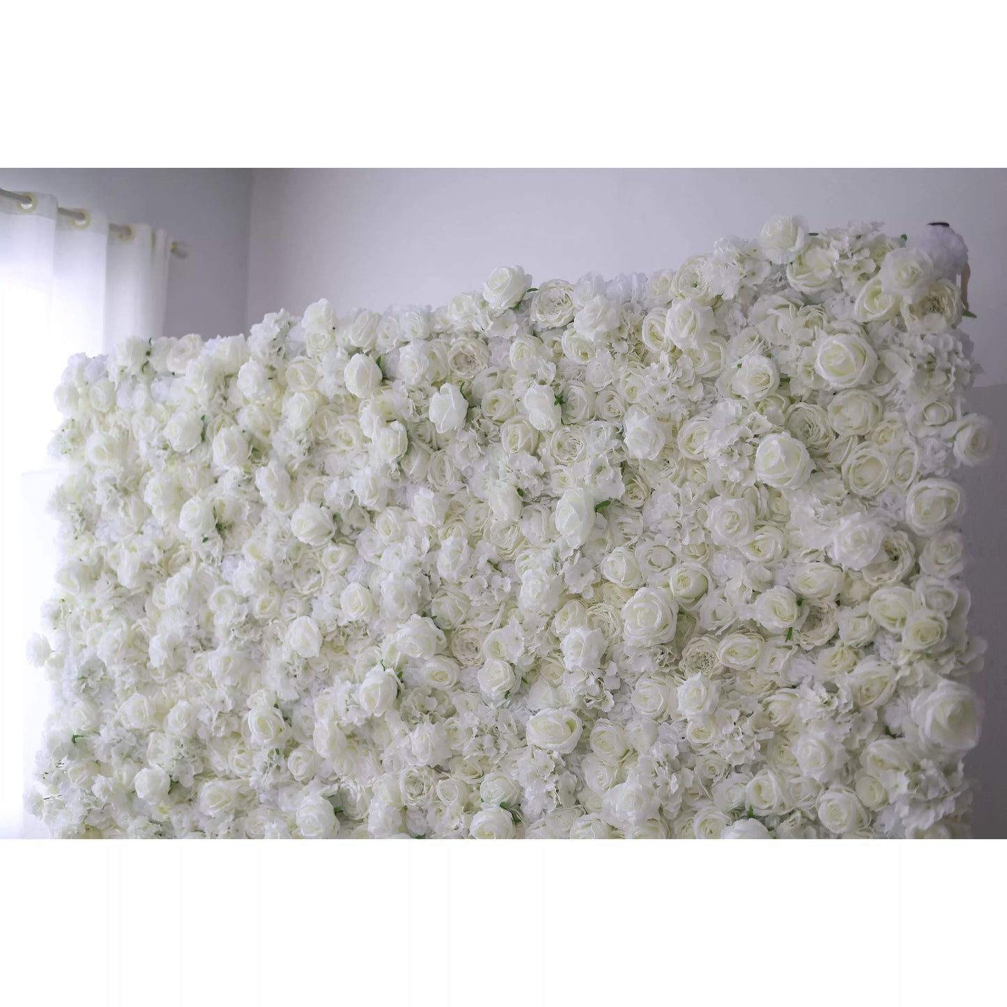 Roll Up Fabric Artificial White Flower Wall Wedding Backdrop, Floral Party Decor, Event Photography-VF-051