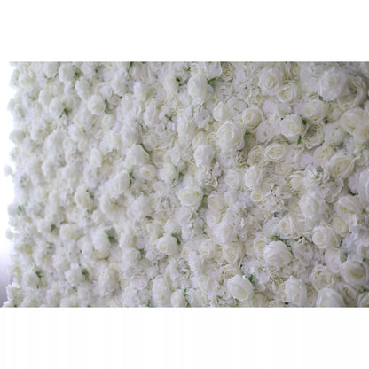 Roll Up Fabric Artificial White Flower Wall Wedding Backdrop, Floral Party Decor, Event Photography-VF-051