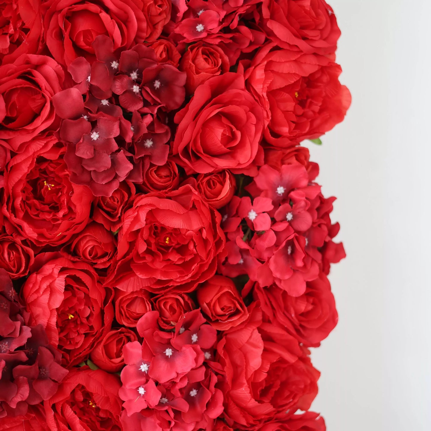 Roll Up Fabric Artificial Red Flower Wall Wedding Backdrop, Floral Party Decor, Event Photography-VF-021-3