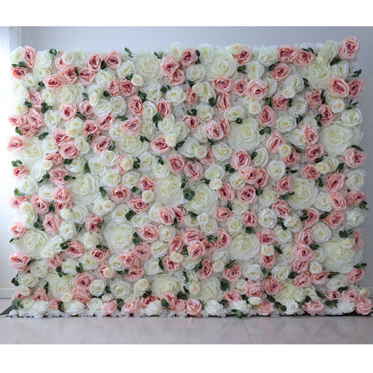 Roll Up Fabric Artificial Flower Wall Wedding Backdrop, Floral Party Decor, Event Photography-VF-319