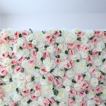 Roll Up Fabric Artificial Flower Wall Wedding Backdrop, Floral Party Decor, Event Photography-VF-319