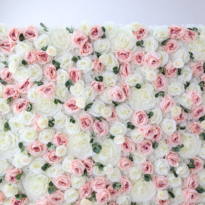 Roll Up Fabric Artificial Flower Wall Wedding Backdrop, Floral Party Decor, Event Photography-VF-319