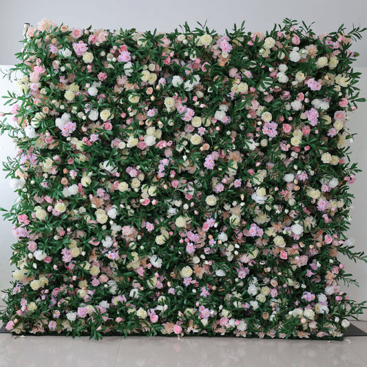 Roll Up Fabric Artificial Flower Wall Wedding Backdrop, Floral Party Decor, Event Photography-VF-119