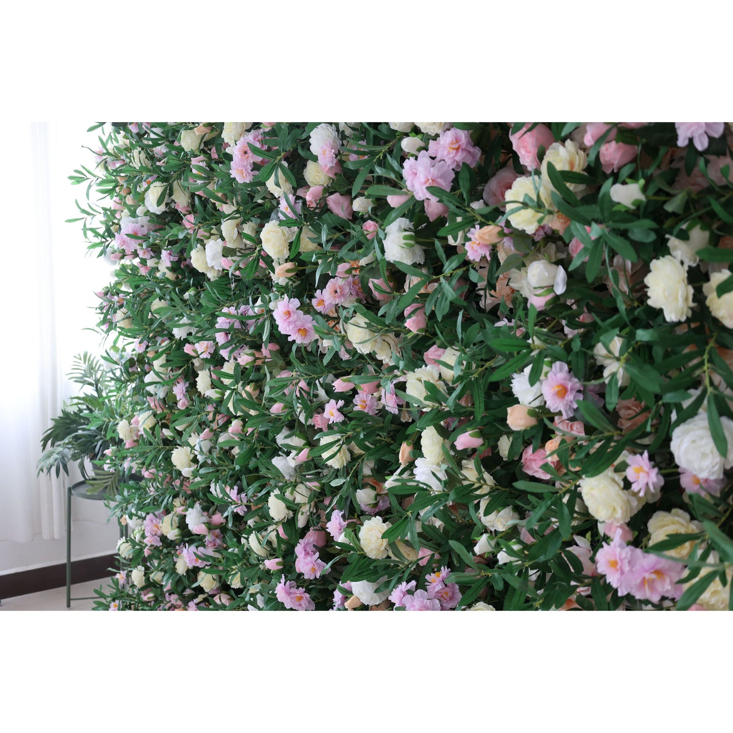 Roll Up Fabric Artificial Flower Wall Wedding Backdrop, Floral Party Decor, Event Photography-VF-119