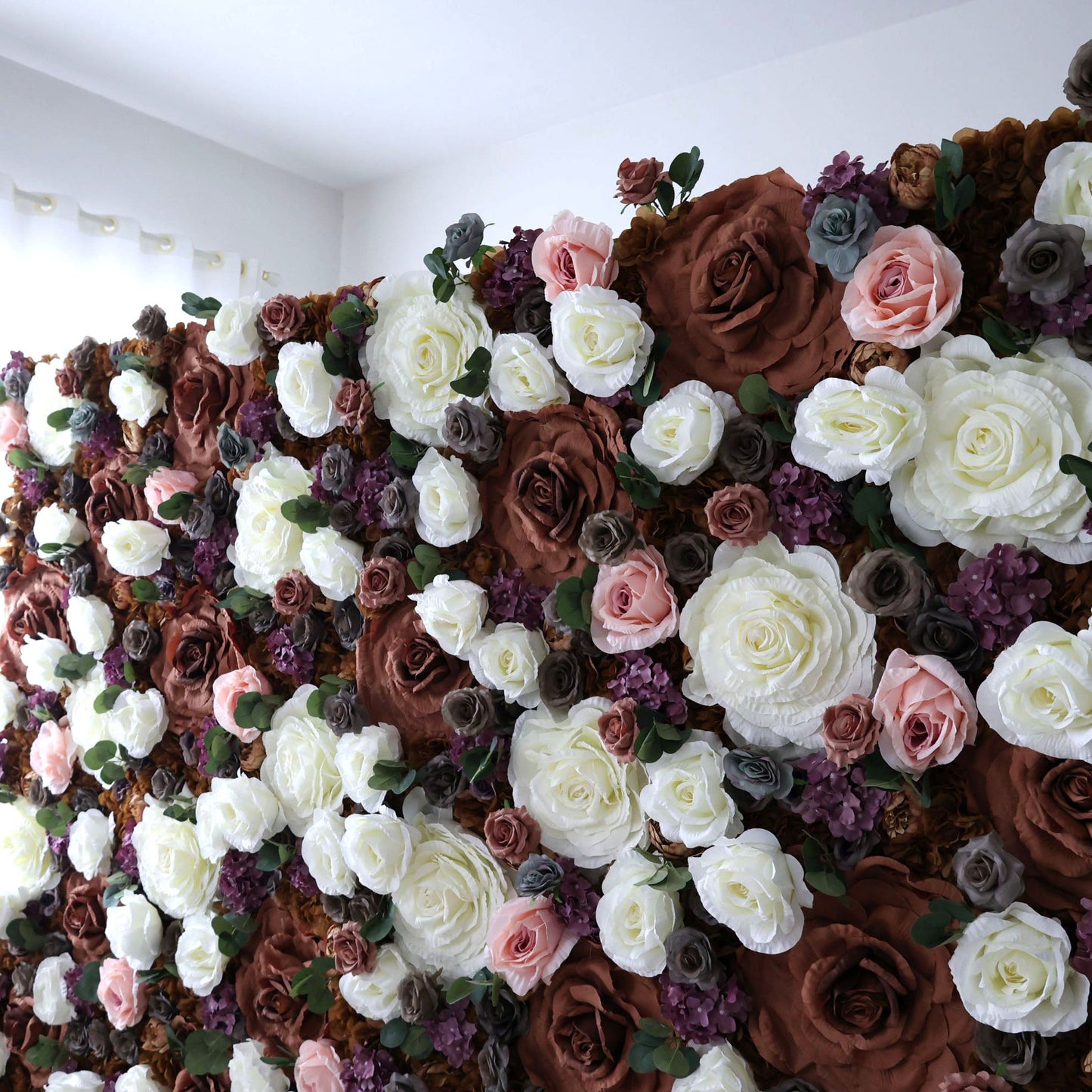 Roll Up Fabric Artificial Flower Wall Wedding Backdrop, Floral Party Decor, Event Photography-VF-320