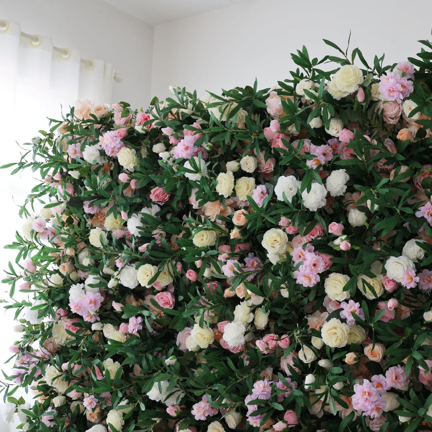 Roll Up Fabric Artificial Flower Wall Wedding Backdrop, Floral Party Decor, Event Photography-VF-119