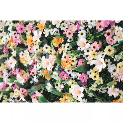 Roll Up Fabric Artificial Brown Mixed Pink and Fawn Double Colonial White and Green Leaves Floral Wall Wedding Backdrop, Floral Party Decor, Event Photography-VF-074