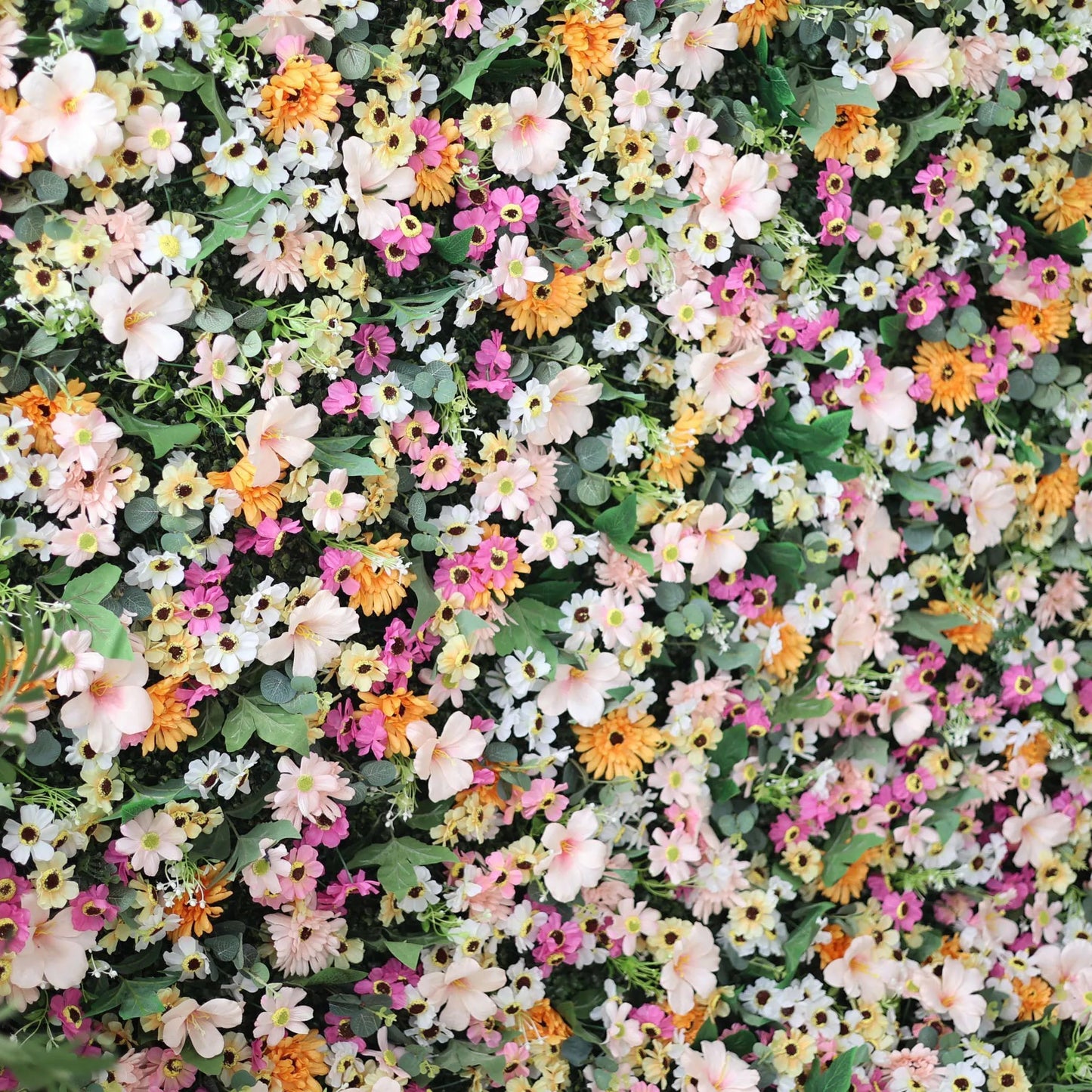 Roll Up Fabric Artificial Brown Mixed Pink and Fawn Double Colonial White and Green Leaves Floral Wall Wedding Backdrop, Floral Party Decor, Event Photography-VF-074