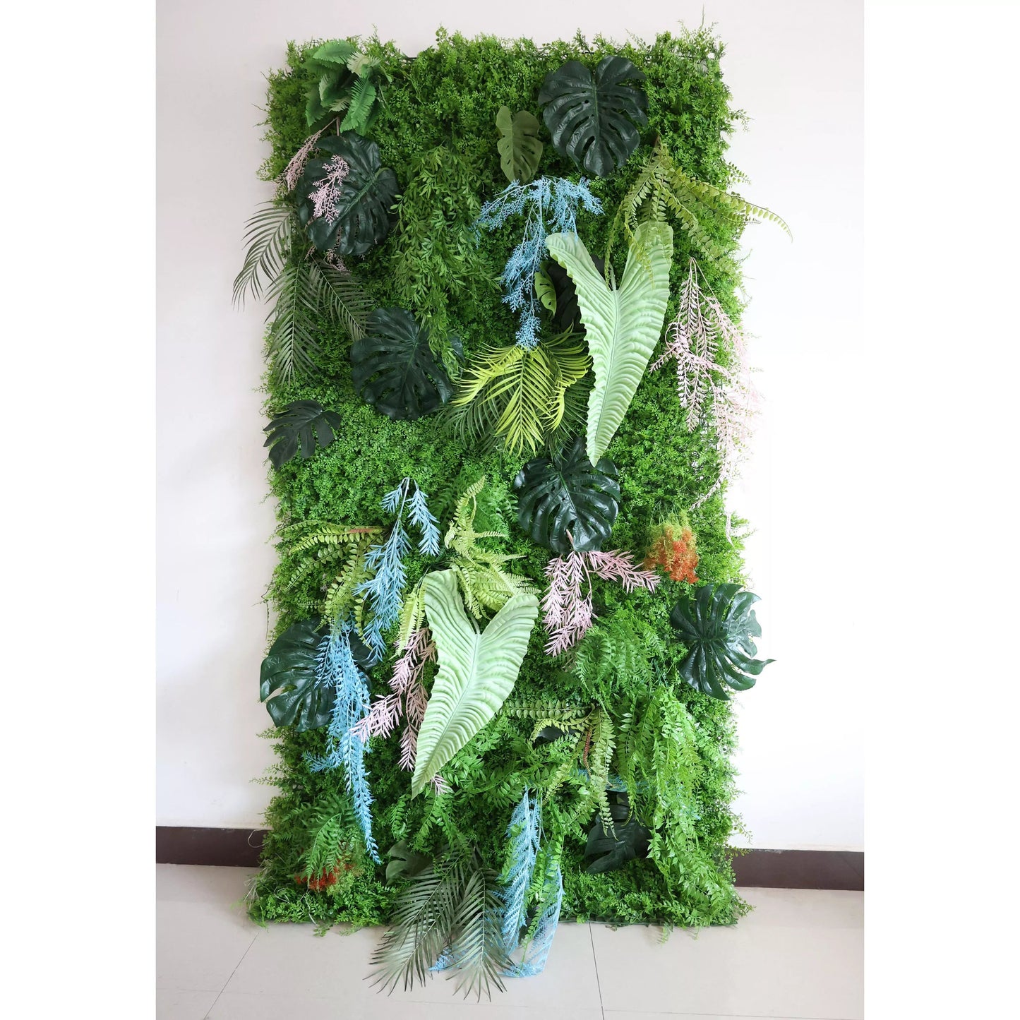 Flowers Artificial Floral Wall Backdrop: Enchanted Jungle Wall: A Whimsical Wilderness within Your Reach-VF-281