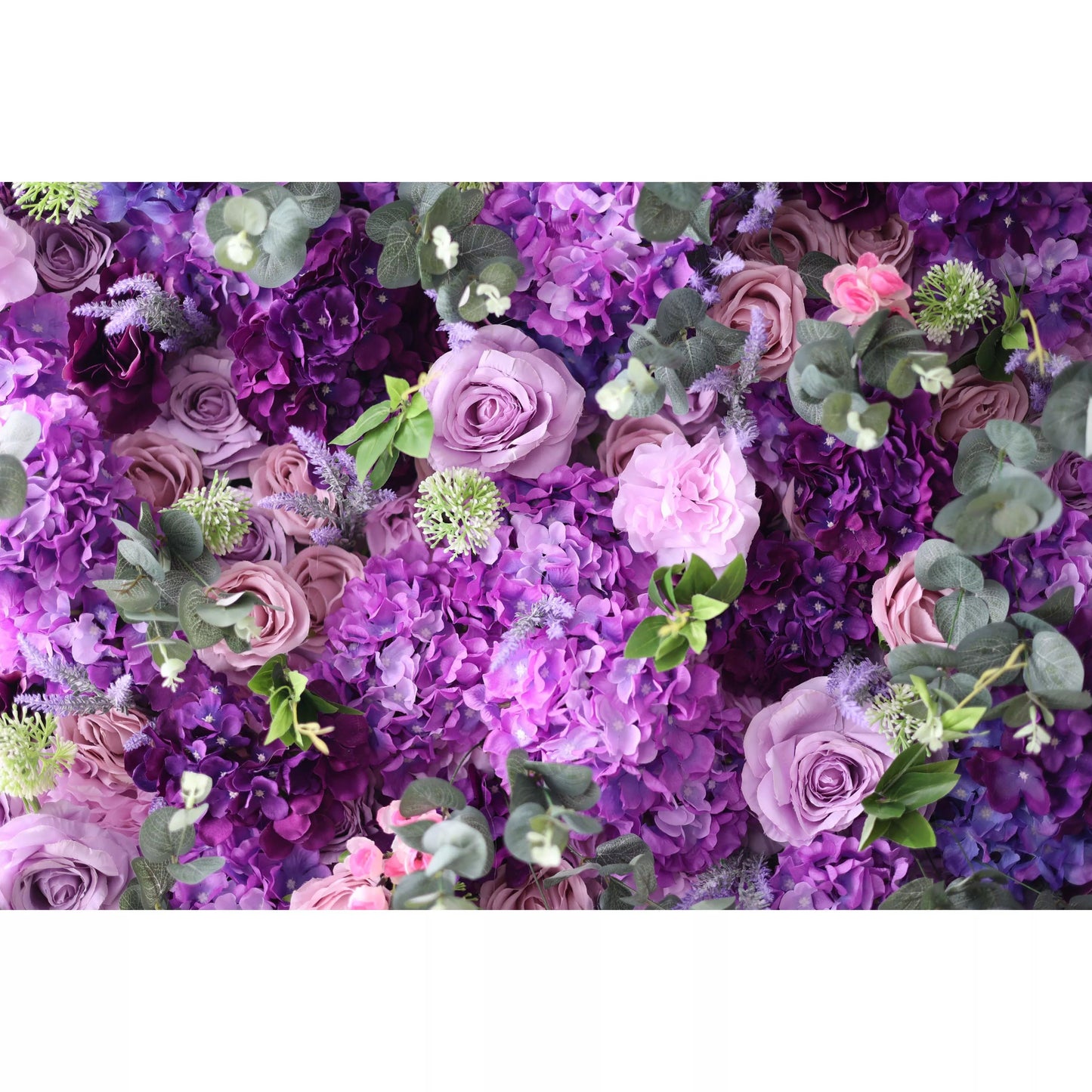 Roll Up Fabric Artificial Purple Flower Wall Wedding Backdrop, Floral Party Decor, Event Photography-VF-192