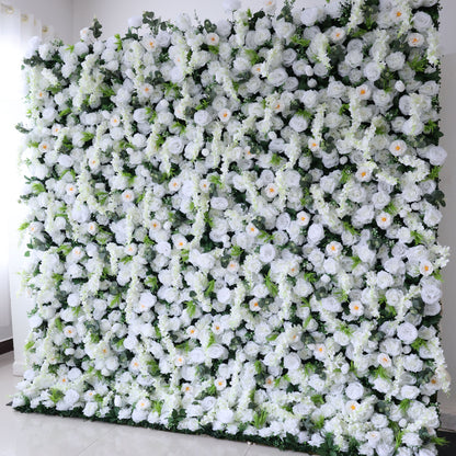 Roll Up Fabric Artificial Flower Wall Wedding Backdrop, Floral Party Decor, Event Photography-VF-391