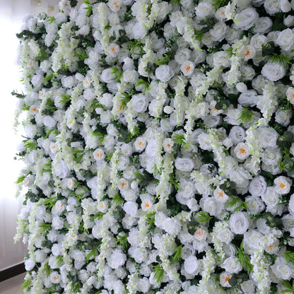 Roll Up Fabric Artificial Flower Wall Wedding Backdrop, Floral Party Decor, Event Photography-VF-391