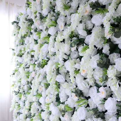 Roll Up Fabric Artificial Flower Wall Wedding Backdrop, Floral Party Decor, Event Photography-VF-391