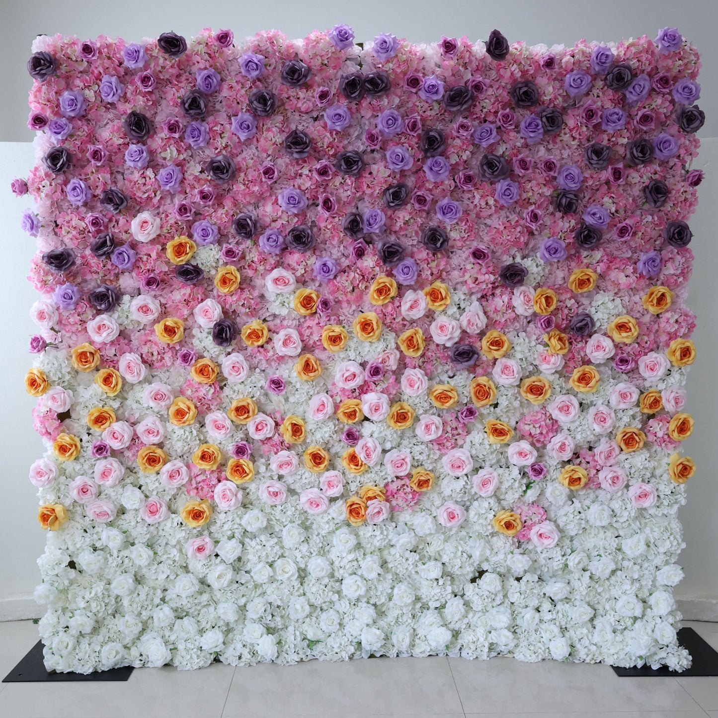 Roll Up Fabric Artificial Flower Wall Wedding Backdrop, Floral Party Decor, Event Photography-VF-390