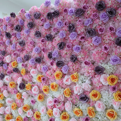 Roll Up Fabric Artificial Flower Wall Wedding Backdrop, Floral Party Decor, Event Photography-VF-390