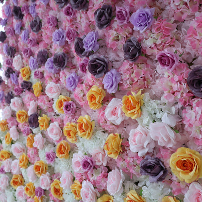 Roll Up Fabric Artificial Flower Wall Wedding Backdrop, Floral Party Decor, Event Photography-VF-390