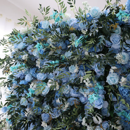 Roll Up Fabric Artificial Flower Wall Wedding Backdrop, Floral Party Decor, Event Photography-VF-389