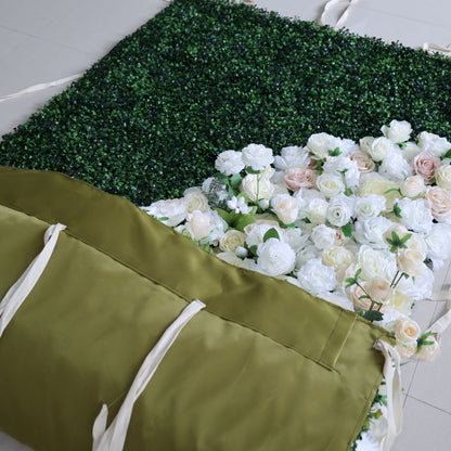 Roll Up Fabric Artificial Flower Wall Wedding Backdrop, Floral Party Decor, Event Photography-VF-388