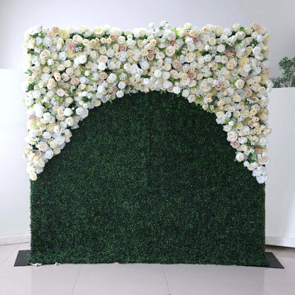 Roll Up Fabric Artificial Flower Wall Wedding Backdrop, Floral Party Decor, Event Photography-VF-388