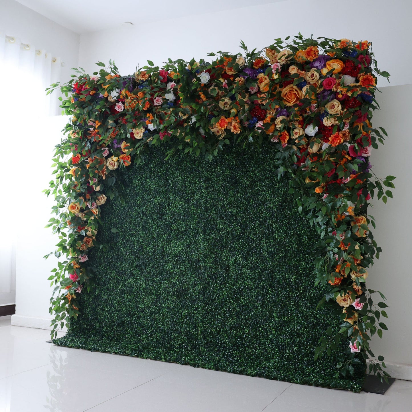 Roll Up Fabric Artificial Flower Wall Wedding Backdrop, Floral Party Decor, Event Photography-VF-392