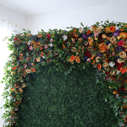 Roll Up Fabric Artificial Flower Wall Wedding Backdrop, Floral Party Decor, Event Photography-VF-392