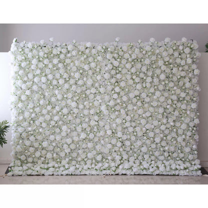 Flowers Artificial Floral Wall Backdrop: Whispering Whites: A Serene Sea of Snowy Blossoms-VF-283