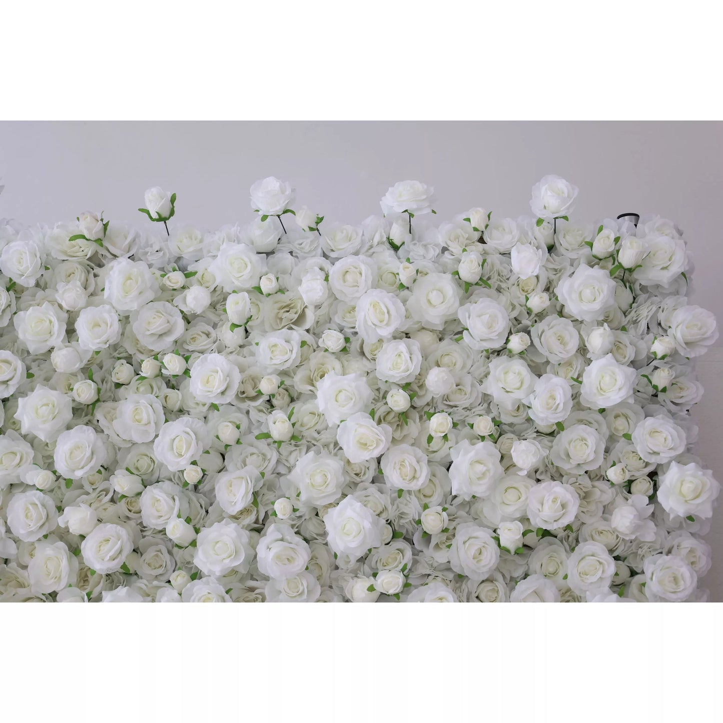 Flowers Artificial Floral Wall Backdrop: Whispering Whites: A Serene Sea of Snowy Blossoms-VF-283