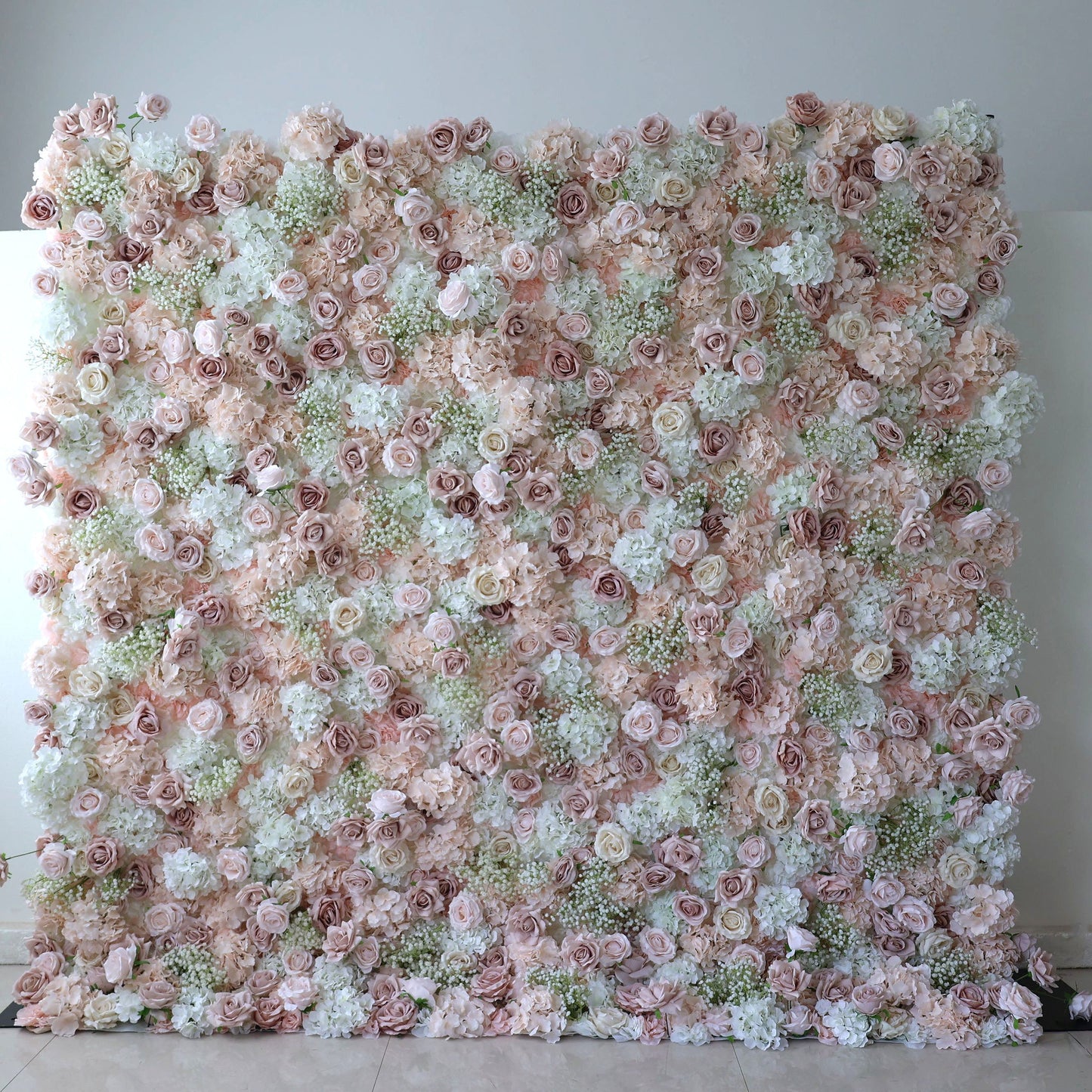 Roll Up Fabric Artificial Flower Wall Wedding Backdrop, Floral Party Decor, Event Photography-VF-374