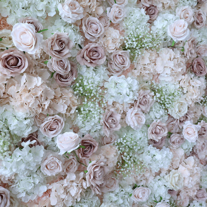 Roll Up Fabric Artificial Flower Wall Wedding Backdrop, Floral Party Decor, Event Photography-VF-374