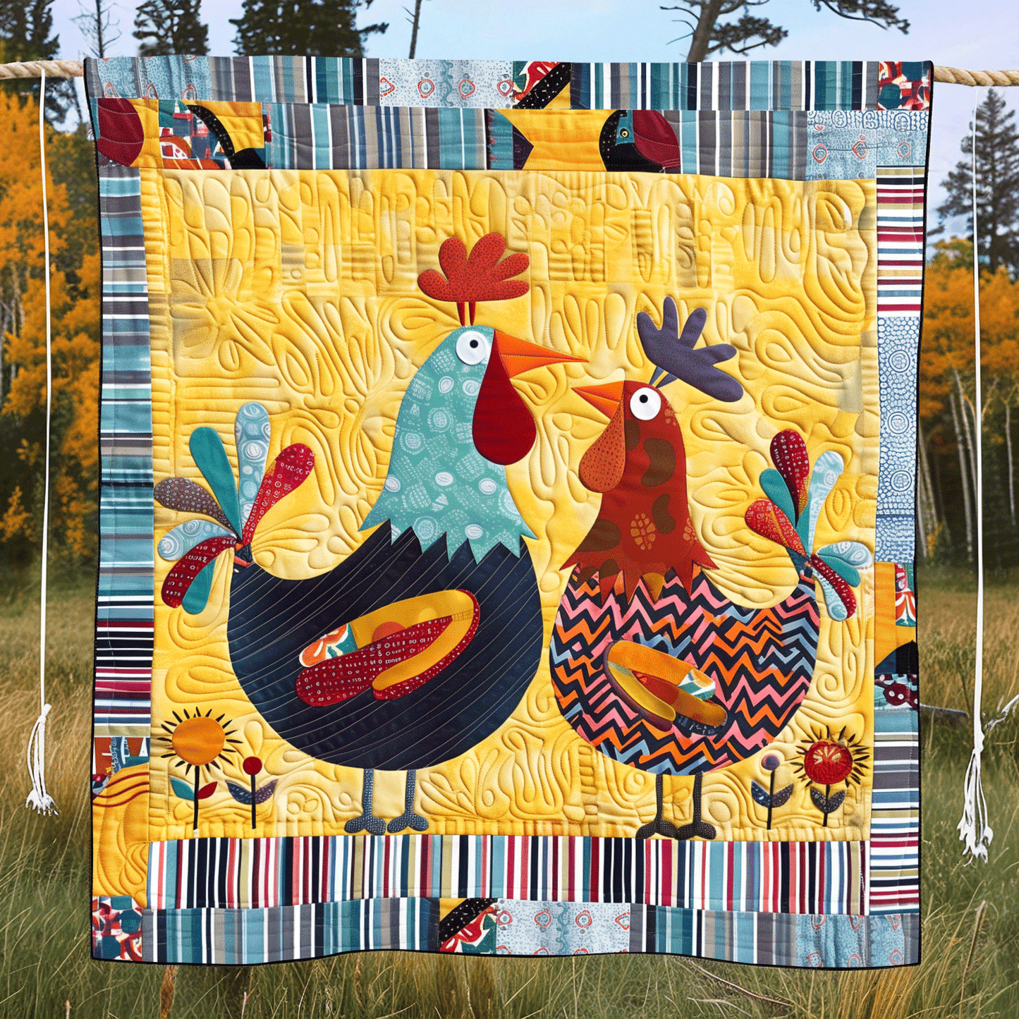 Barnyard Couple Quilted Blanket NCU0TH956