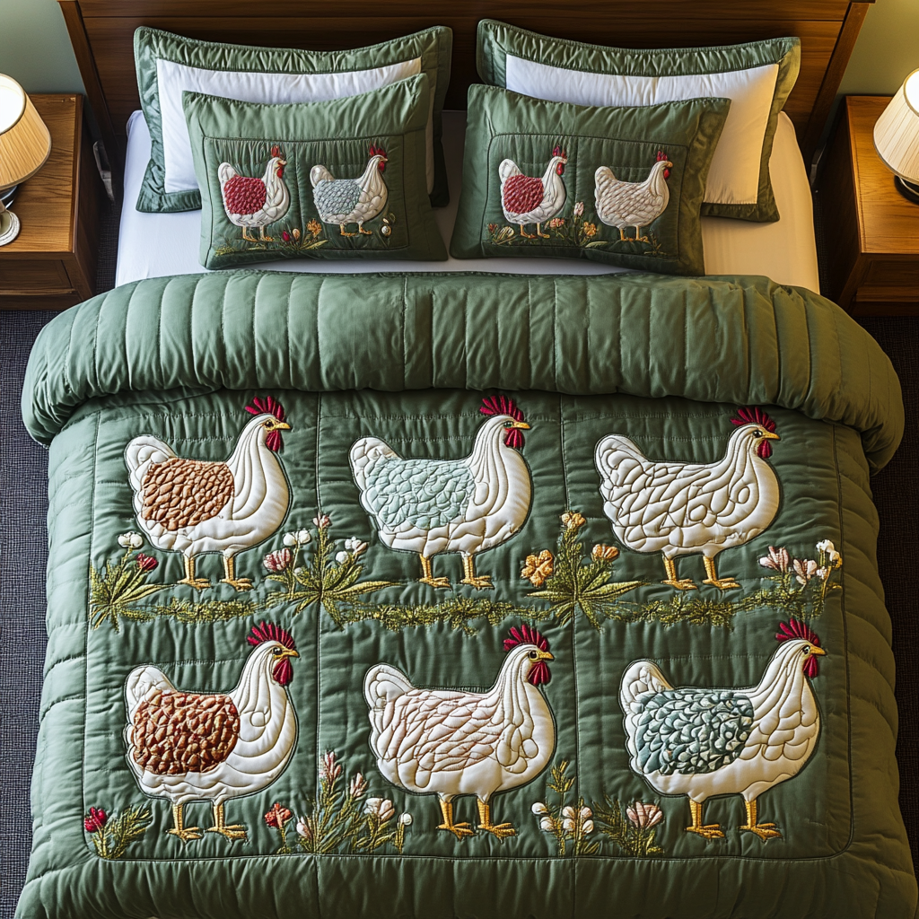 Barnyard Beauties 3-Piece Quilted Bedding Set NCU0DK2347