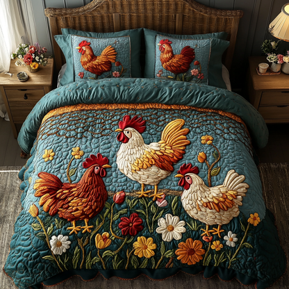 Barnyard Beauties 3-Piece Quilted Bedding Set NCU0DK2909