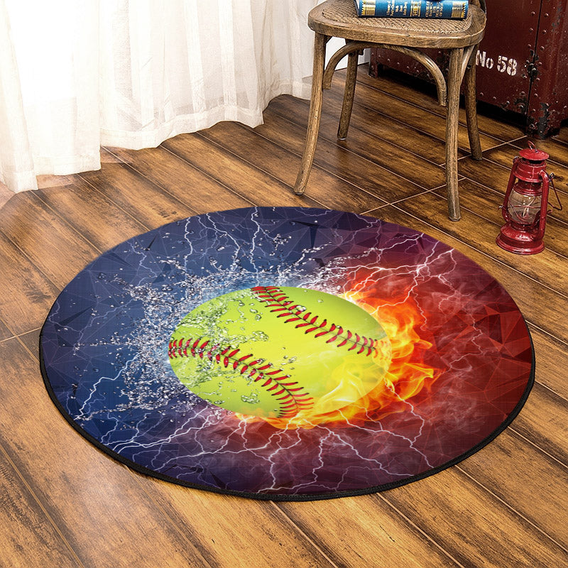 Baseball Ball TN310703T Round Area Rug