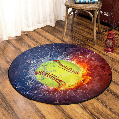 Baseball Ball TN310703T Round Area Rug