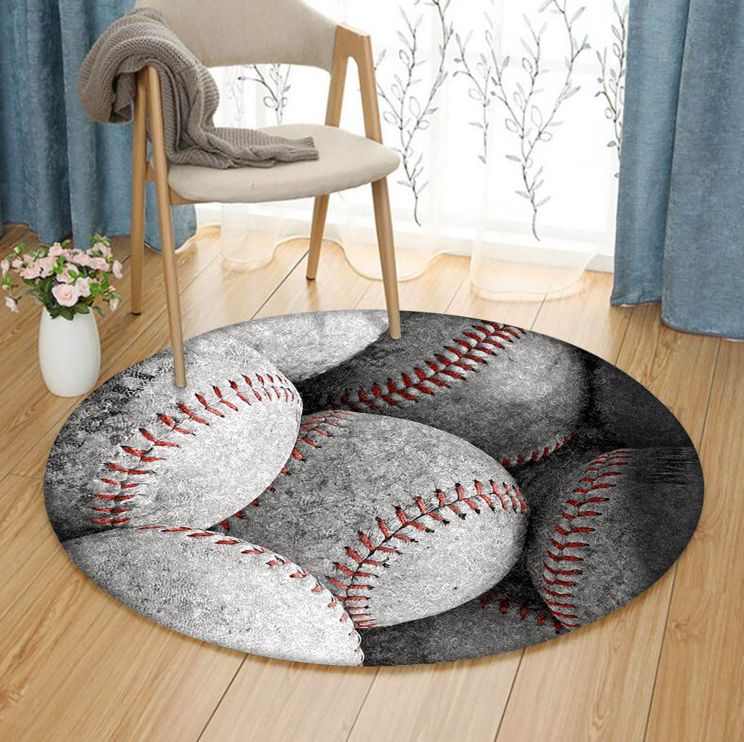 Baseball DN2210222RR Round Area Rug