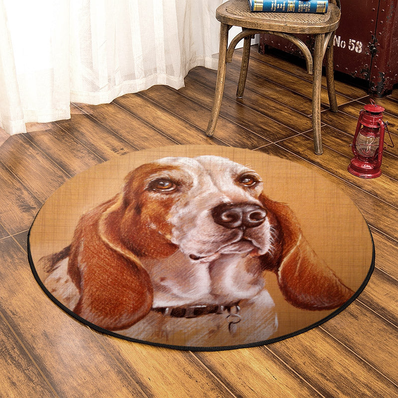 Basset Hound DD080902C Round Area Rug