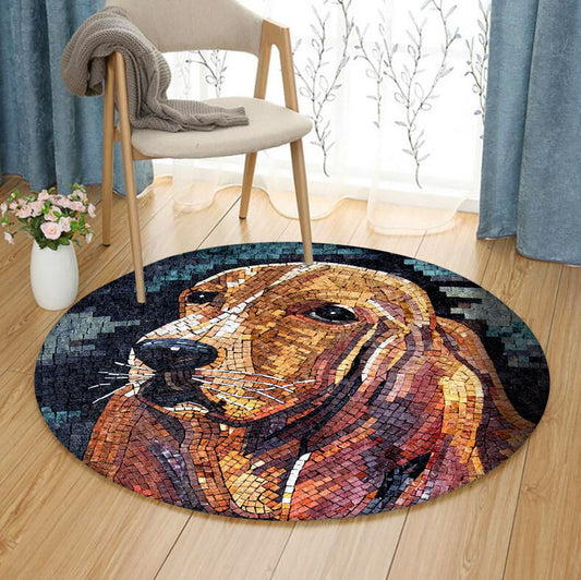 Basset Hound DD120801AA Round Area Rug