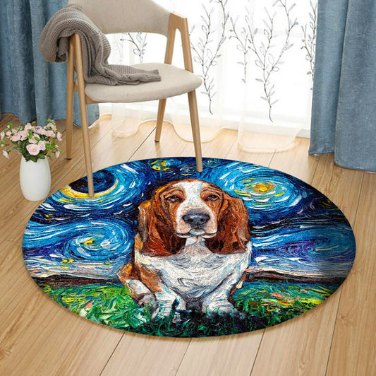 Basset Hound DD160802RR Round Area Rug